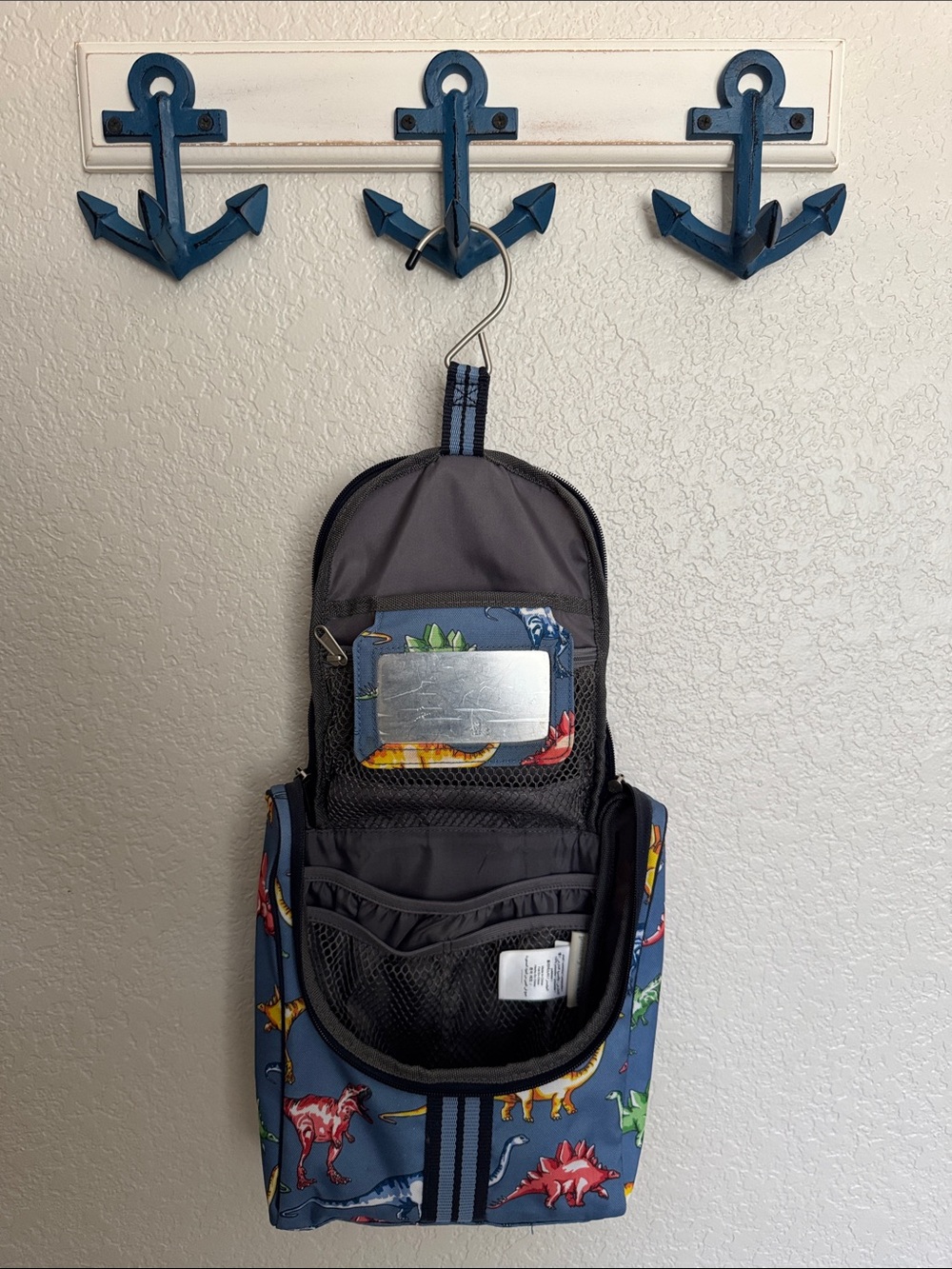 Pottery Barn Kids Blue Dinosaur Hanging Toiletry Bag